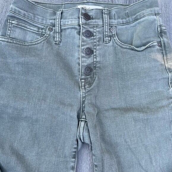 Madewell Skinny Jeans hi rise 9” size 25 green button cotton blend A000326 - Picture 2 of 11